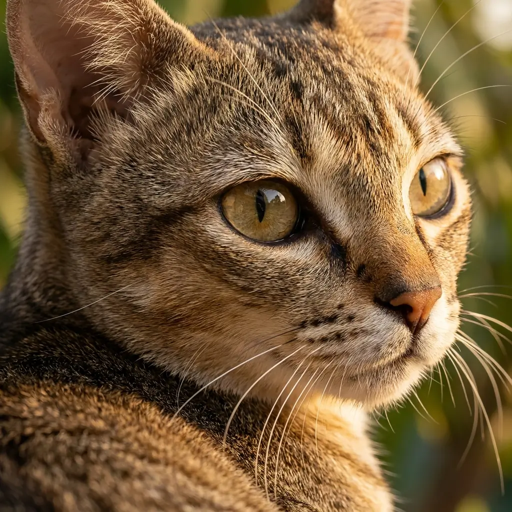 Close up of the unique ticked coat and large eyes of the worlds smallest cat by Cat-Zy.