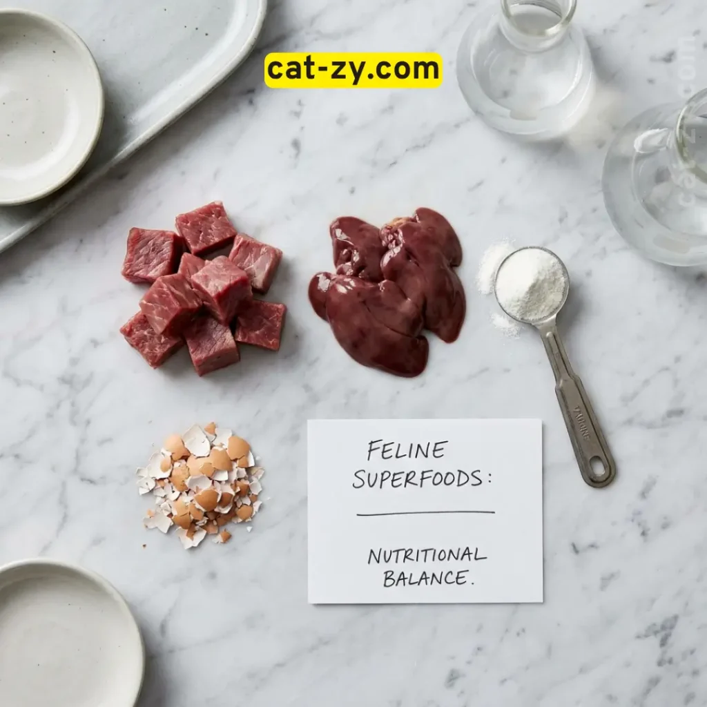 Essential organ meats and supplements for Homemade Cat Food Recipes by cat-zy.