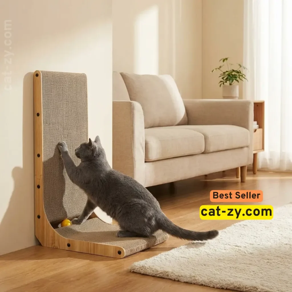 Russian Blue Cat Cost cat-zy using wall mounted cat scratcher