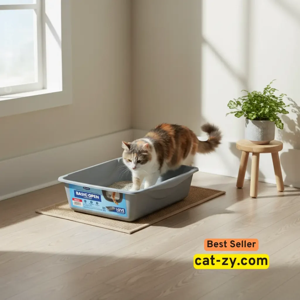 cat-zy Petmate litter pan blue gray small solving cat peeing everywhere with calm cat