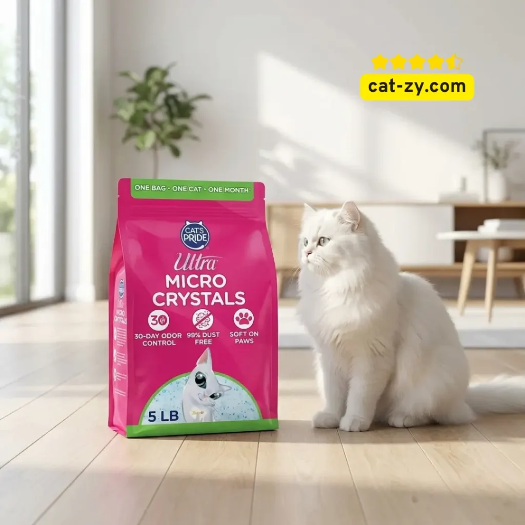 A review of Ultra Micro Crystals Cat Litter for sensitive paws, featured on cat-zy as a top-rated Crystal Cat Litter option.