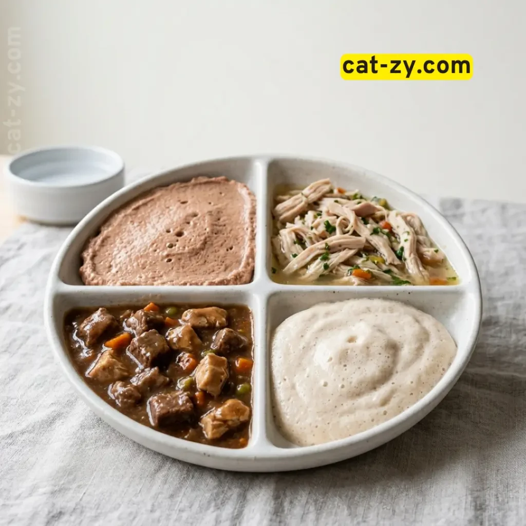 Different textures of premium cat food wet analyzed by cat-zy.