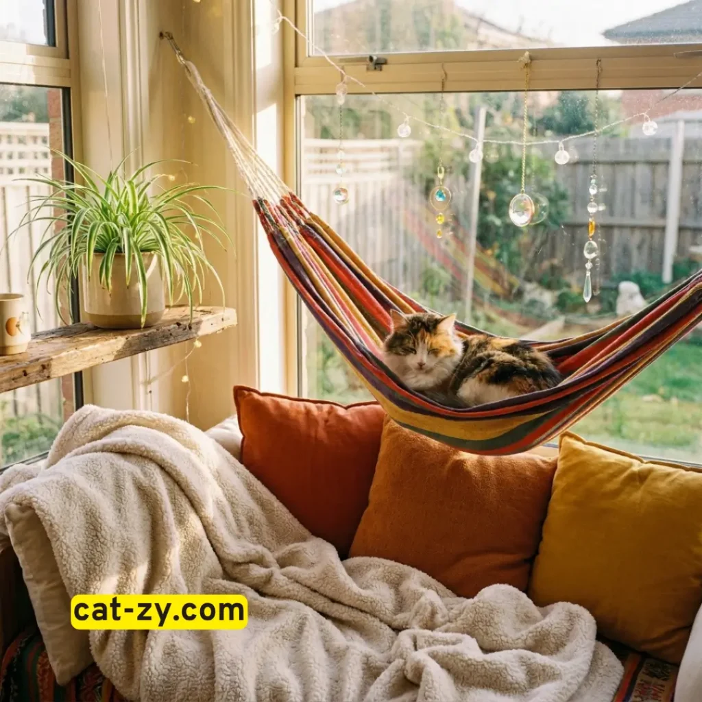 Cozy customized cat-zy window patio with hammocks and accessories by cat-zy.