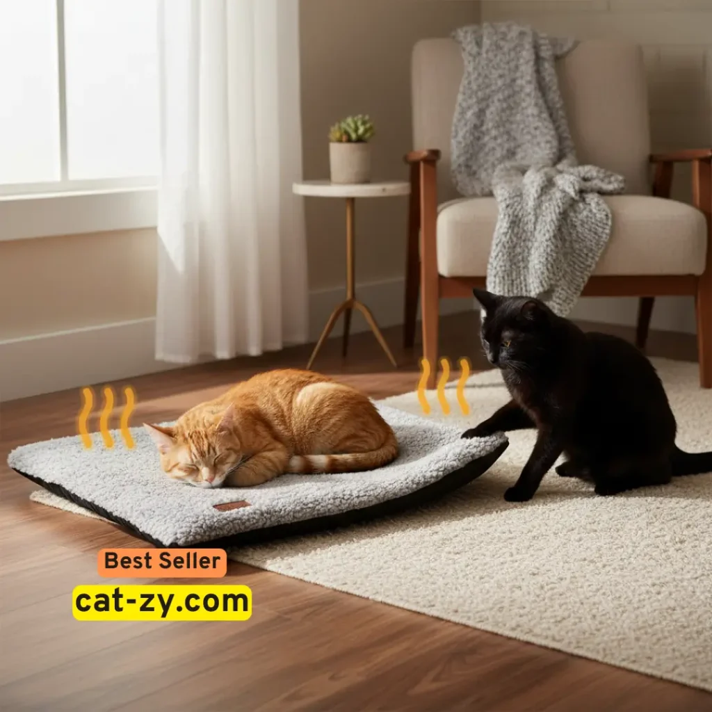 Cat twitching in sleep on Self Warming Cat Bed, cat-zy