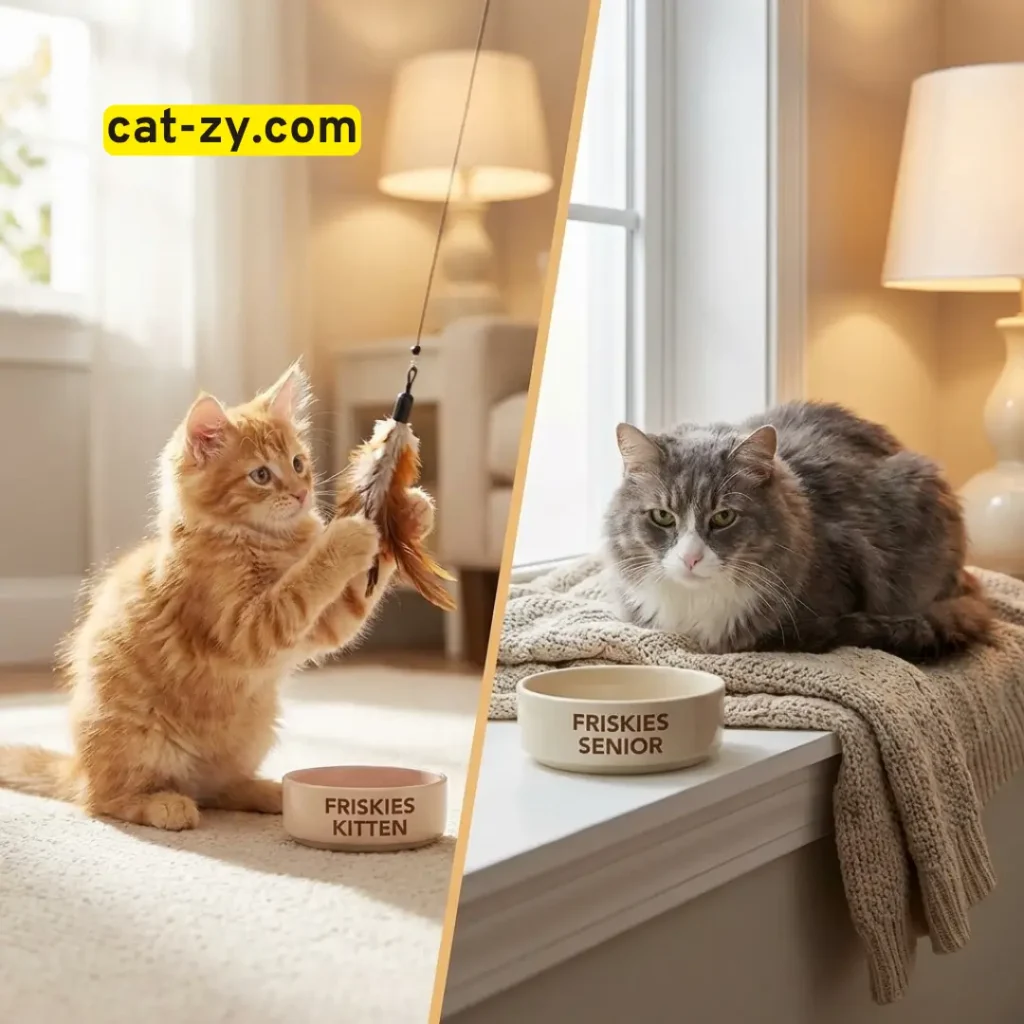 Friskies cat food for different life stages on cat-zy.