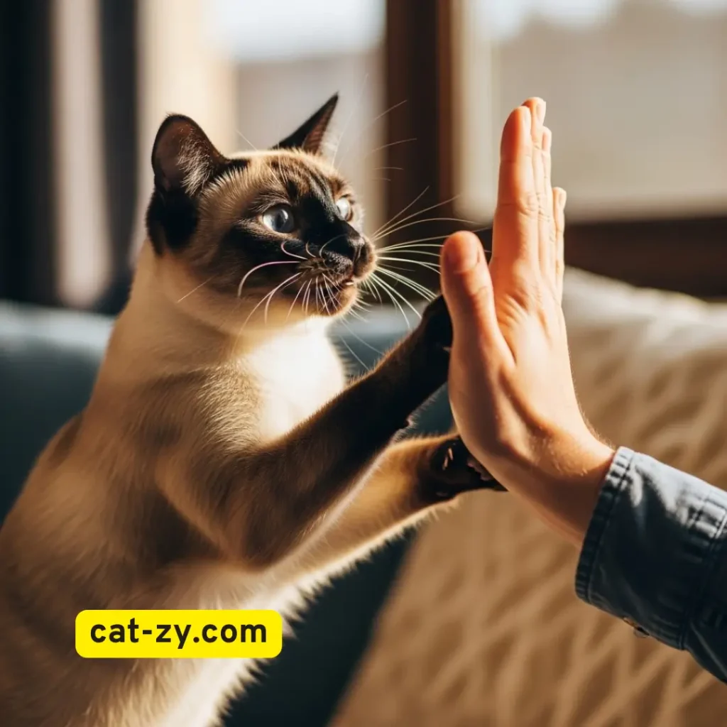 Cat training trick high-five demonstration step-by-step