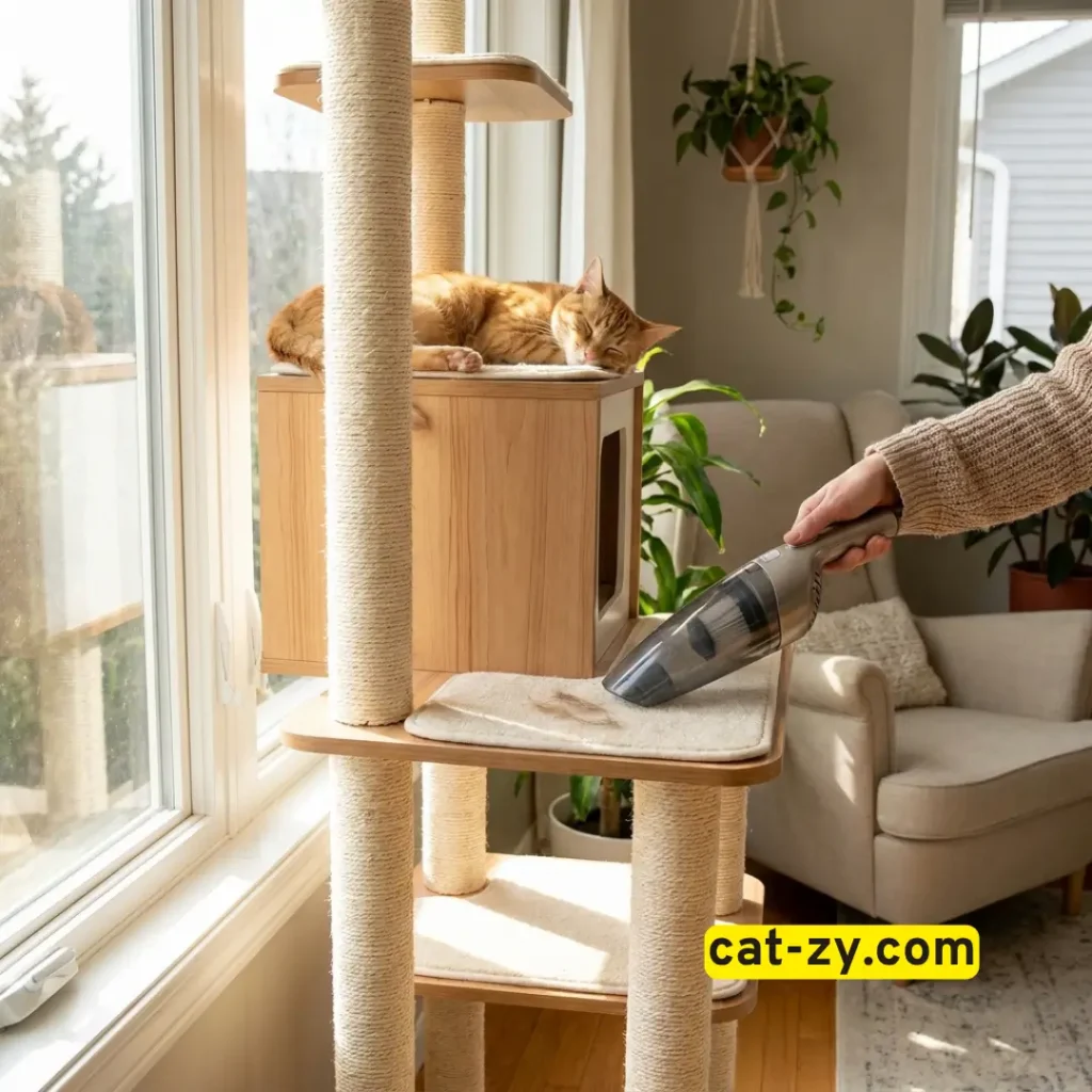 Proper placement and cleaning of a cat condo for large cats by cat-zy.