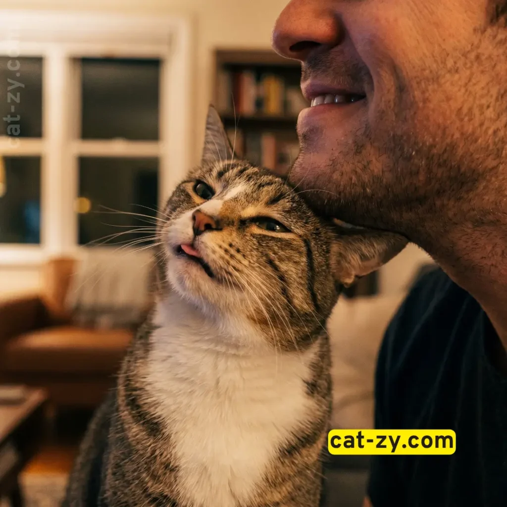 Territorial marking behavior when a cat licks my face - cat-zy.
