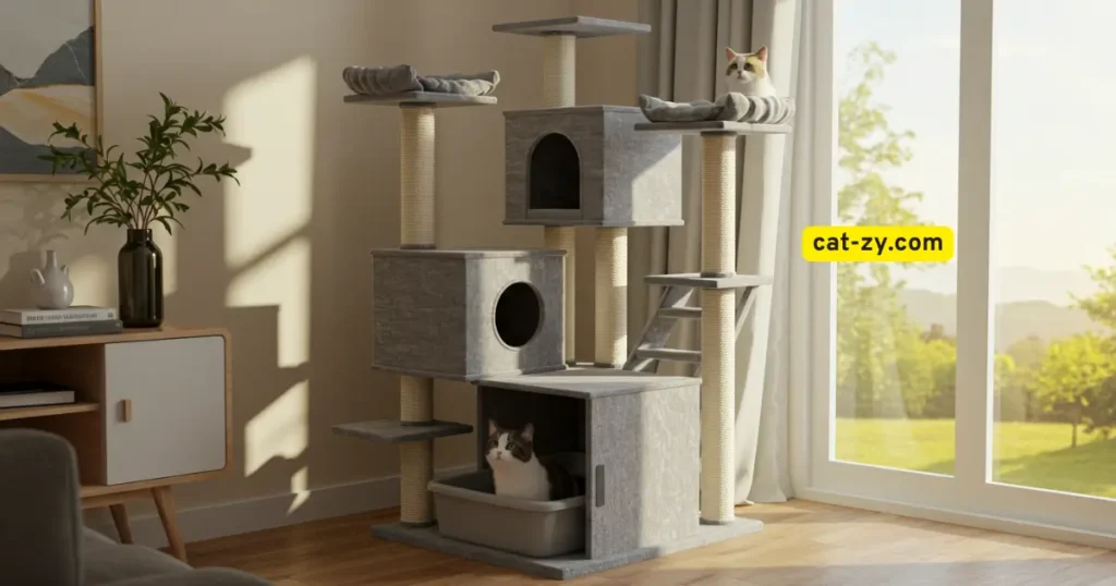 Cat Tree with Litter Box _ cat-zy _ Creating a Space-Efficient Cat Haven