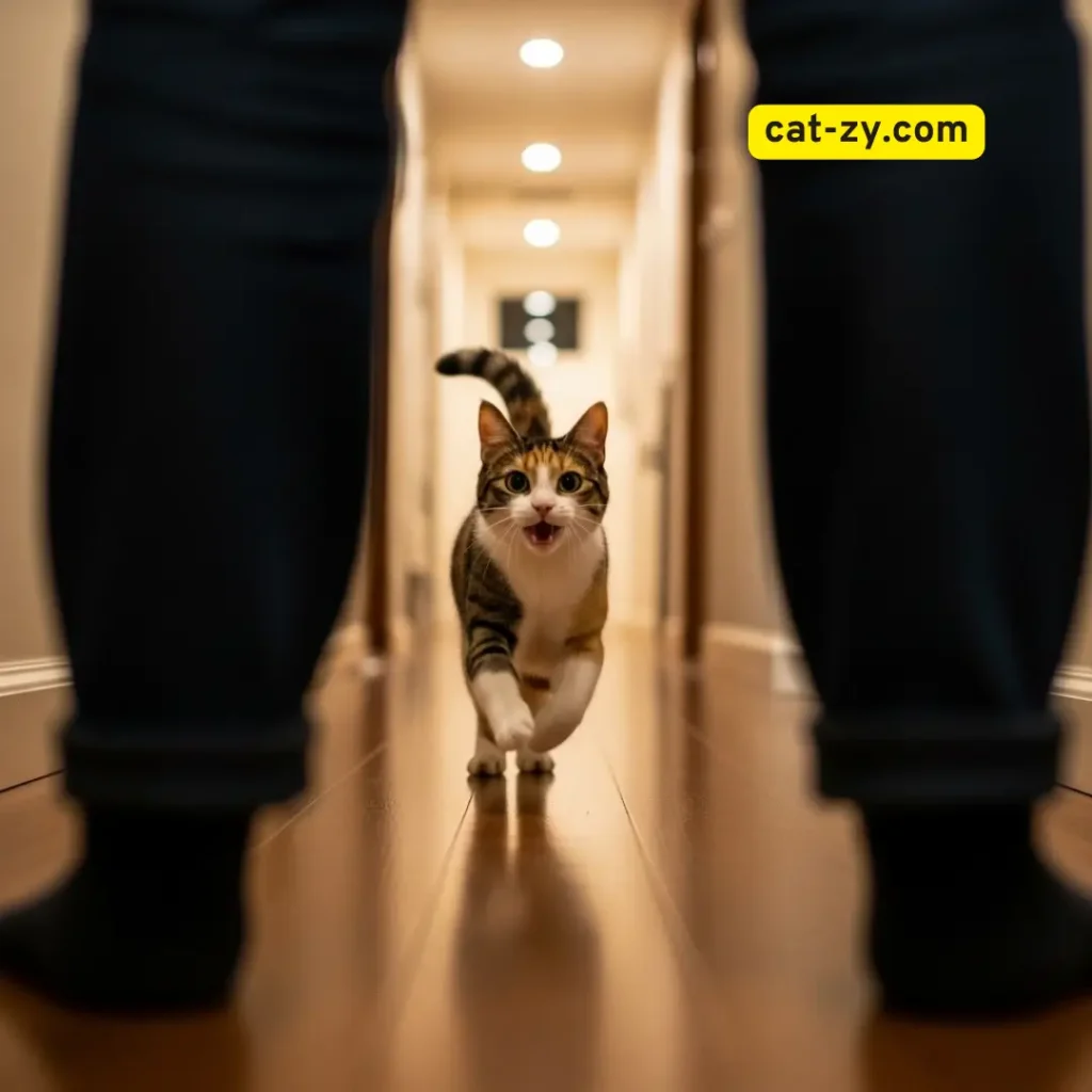 Happy cat zoomies when owner returns home _ cat-zy