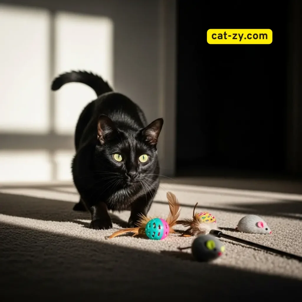 Indoor cat showing pent-up energy before cat zoomies _ cat-zy