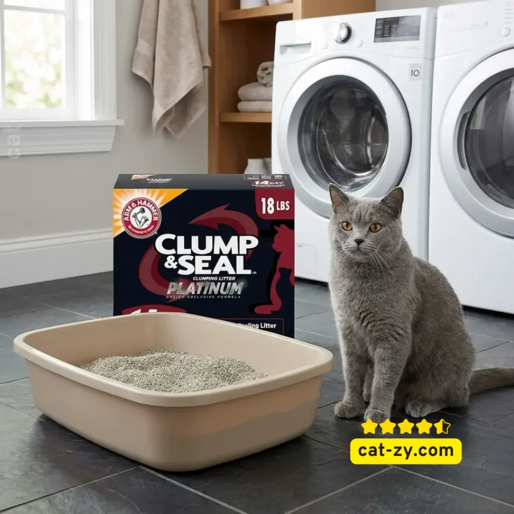 Arm & Hammer Clump & Seal Platinum multi-cat clumping litter for 14-day odor control on cat-zy.