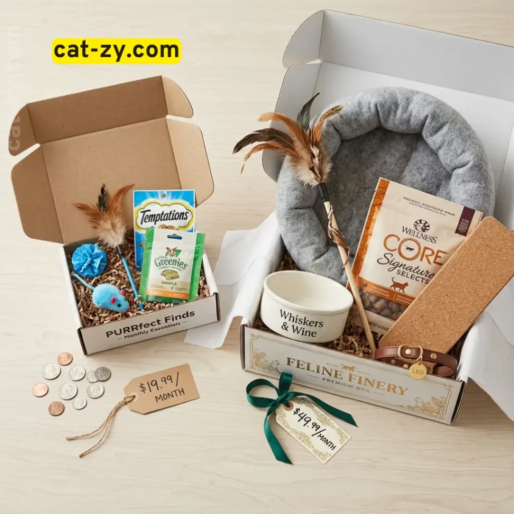 Cost comparison of budget and premium cat subscription box options, cat-zy