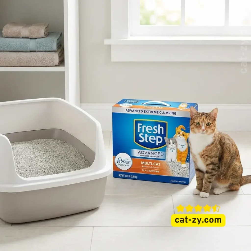 Fresh Step Multi-Cat clumping cat litter with Febreze freshness and odor control on cat-zy.