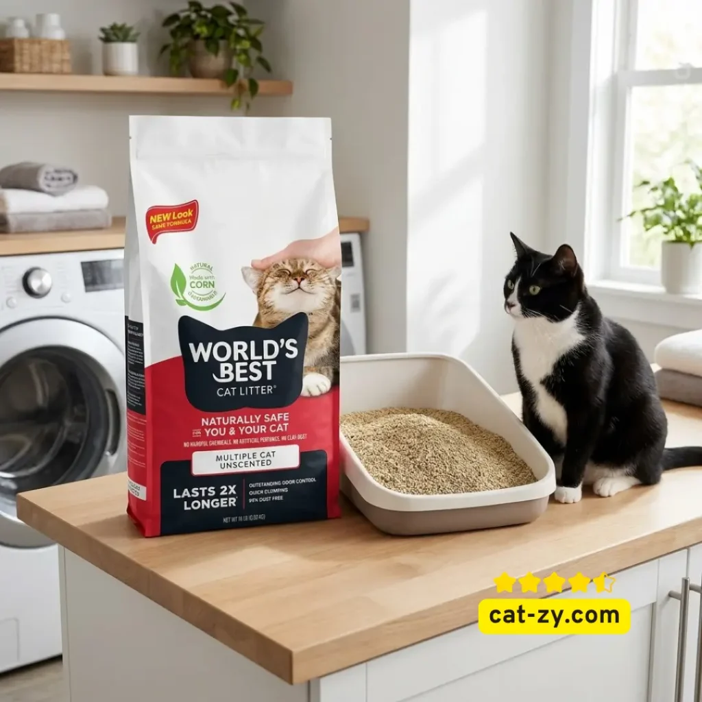 World's Best Cat Litter multiple cat unscented 15lb bag with natural clumping corn on cat-zy.