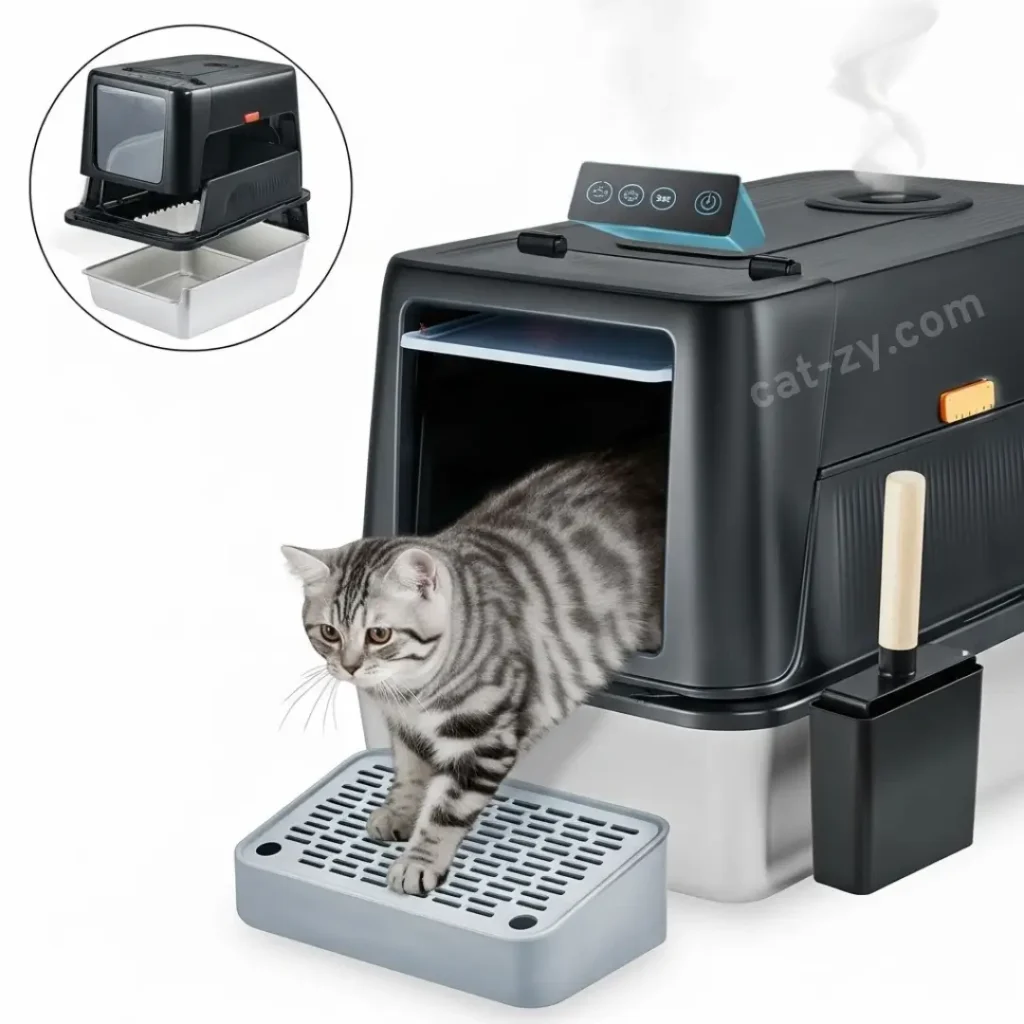 Automatic stainless steel cat litter box _ cat-zy
