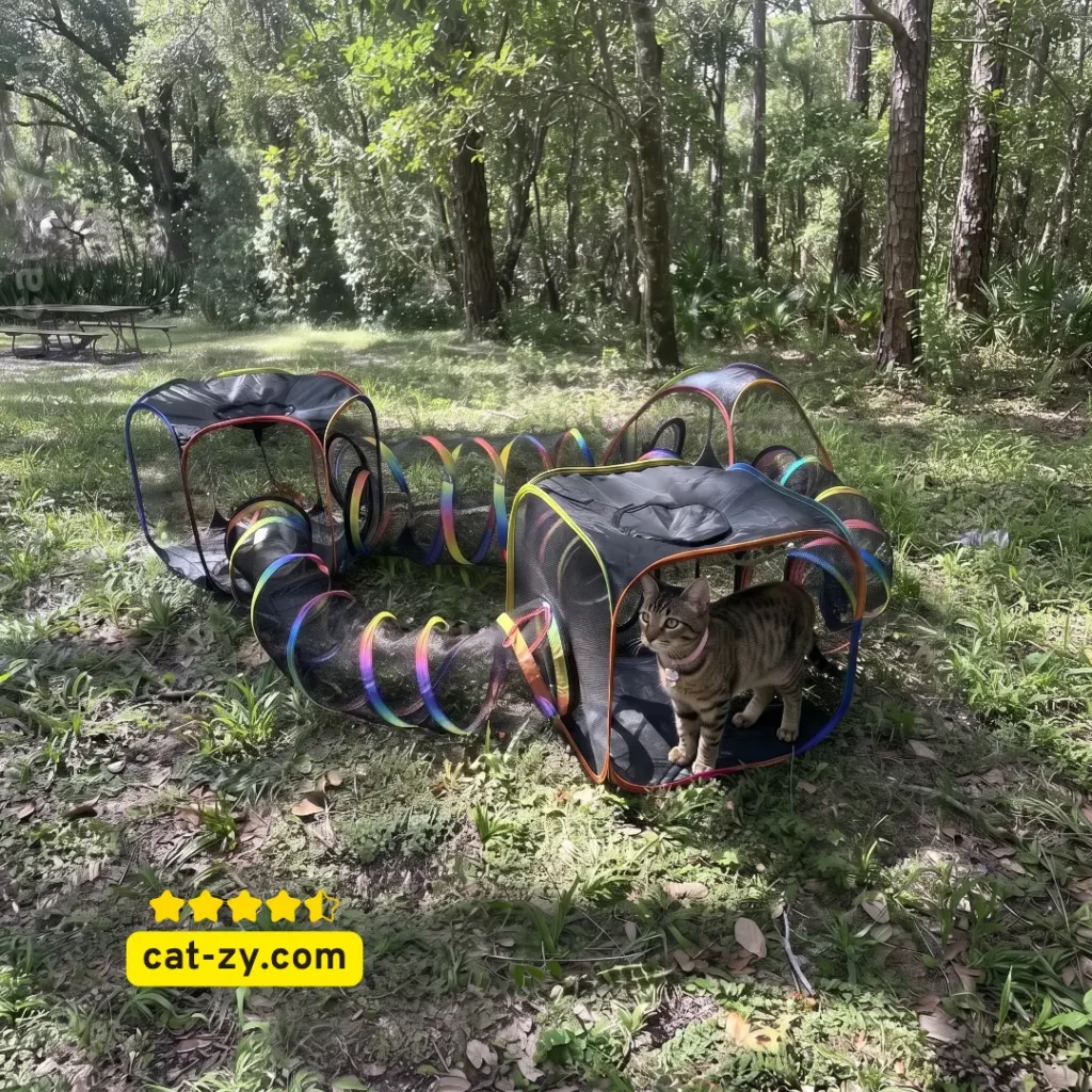 CypherX outdoor cat enclosure portable tent featured on cat-zy guide to dog and cat toys