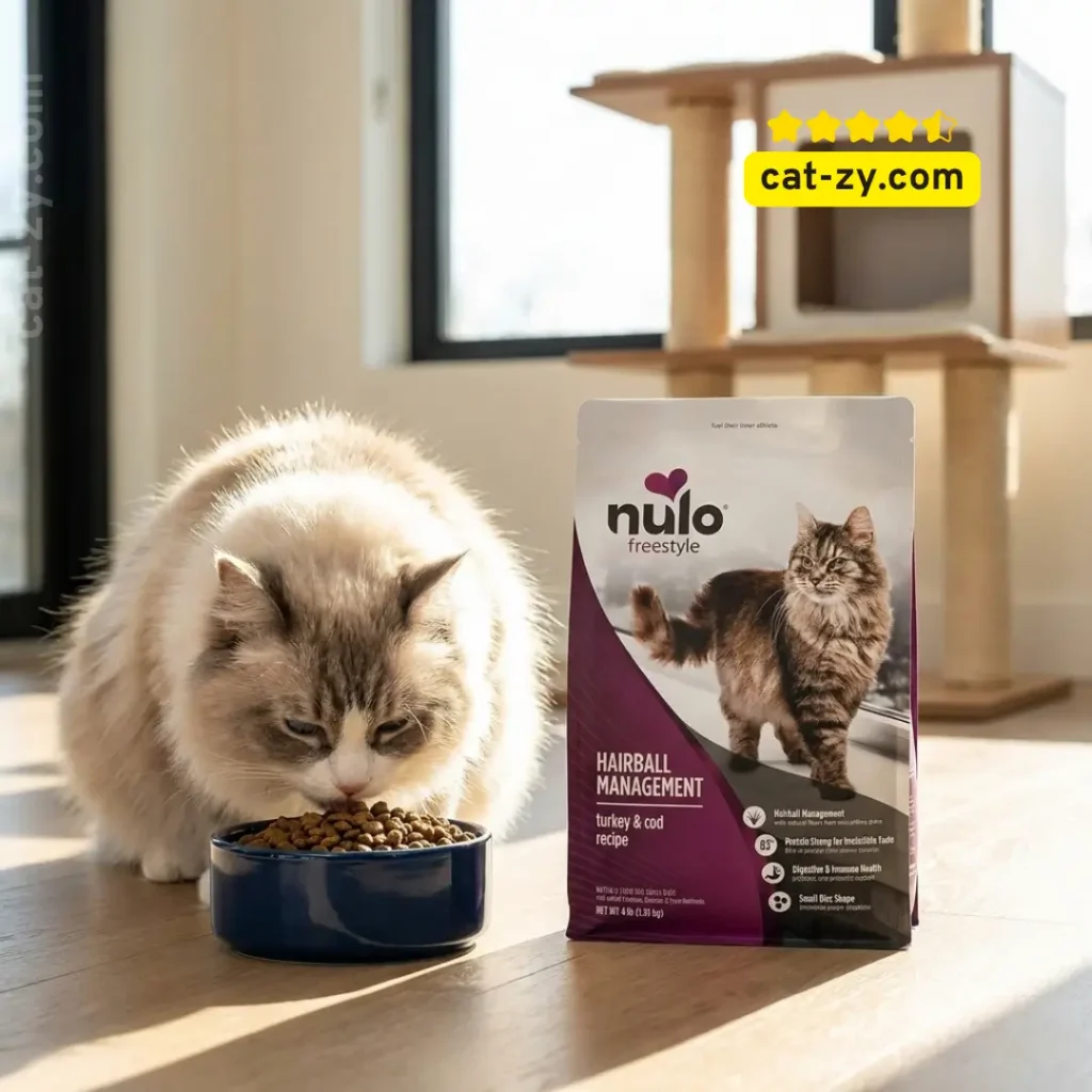 Nulo Freestyle hairball management grain-free dry cat food for digestive health on cat-zy.