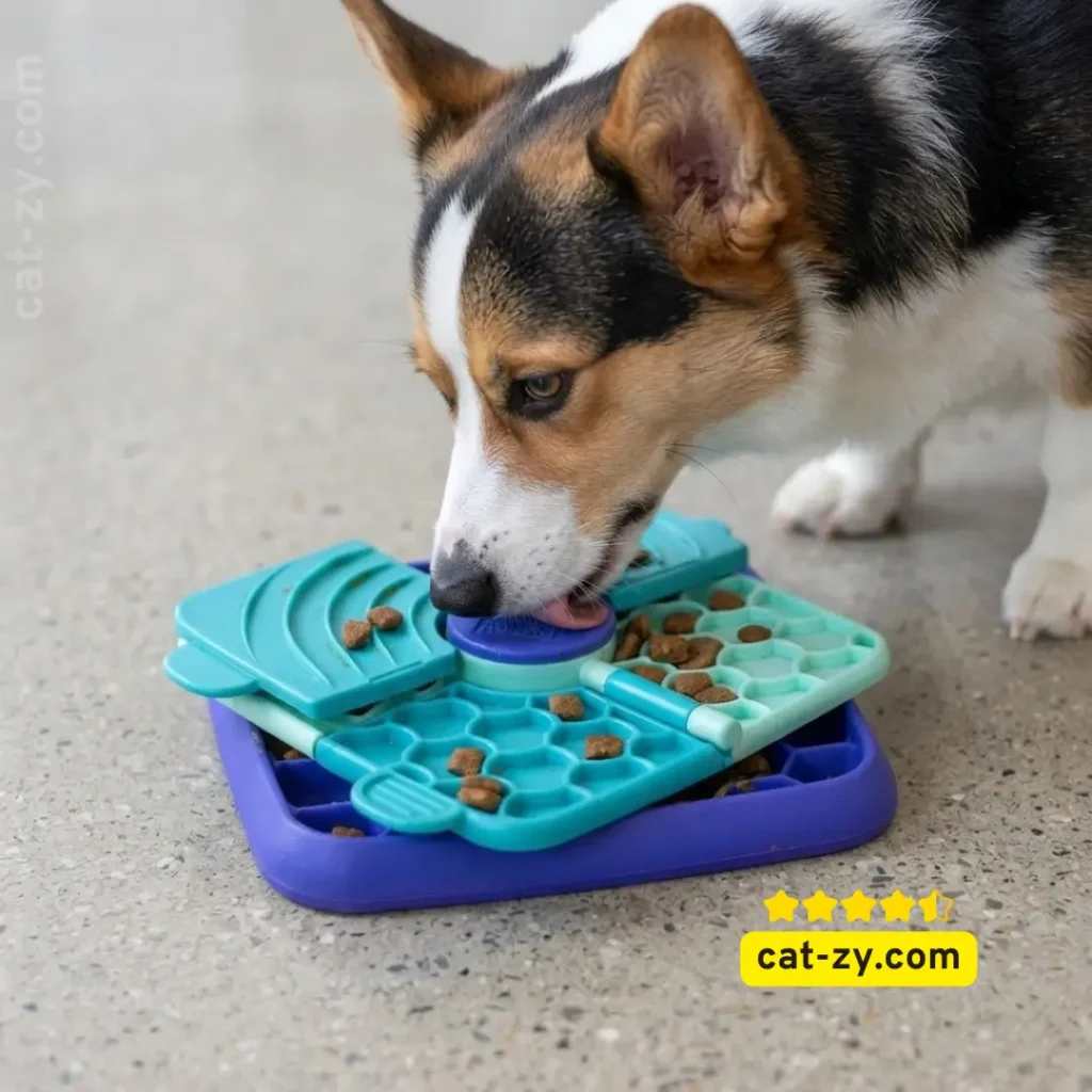 Outward Hound Nina Ottosson Lick N' Flip dog and cat toys review on cat-zy