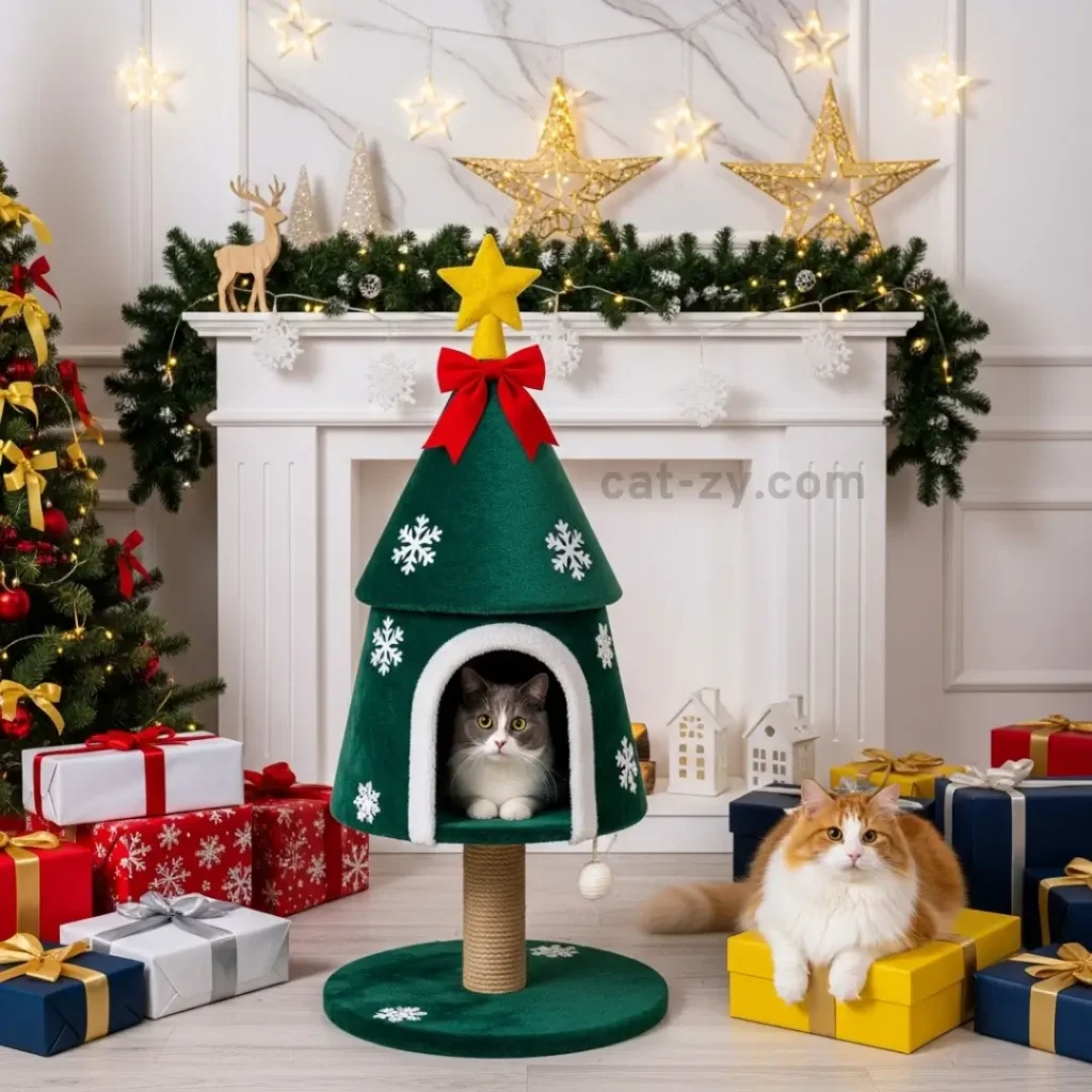 Santa's Workshop Cat Tower _ cat-zy