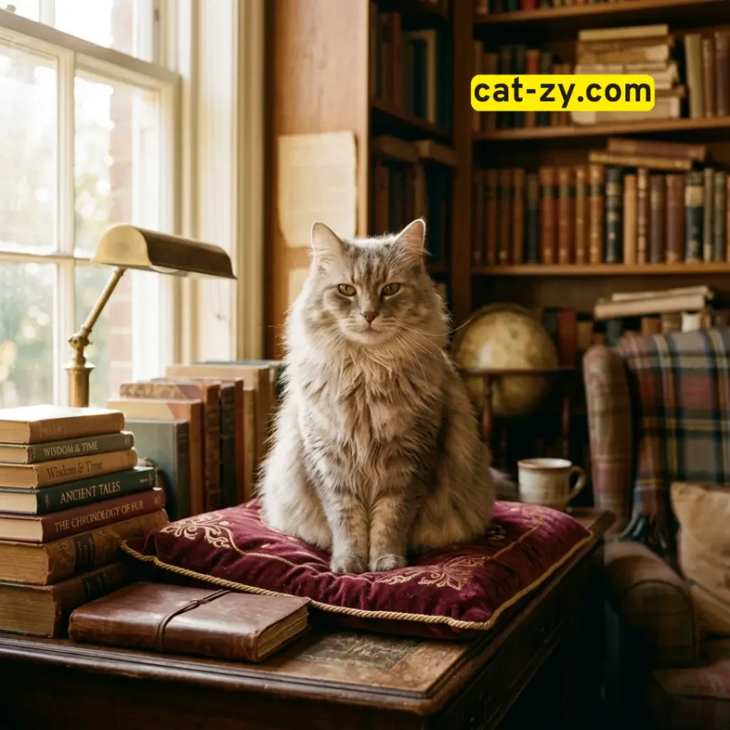 A super senior cat representing long lifespans in our cat age in human years guide on cat-zy.